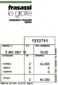 Grotte di Frassassi - Biglietto d'ingresso