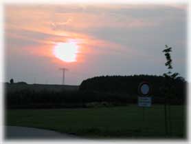 Il tramonto sulla strada verso la Polonia